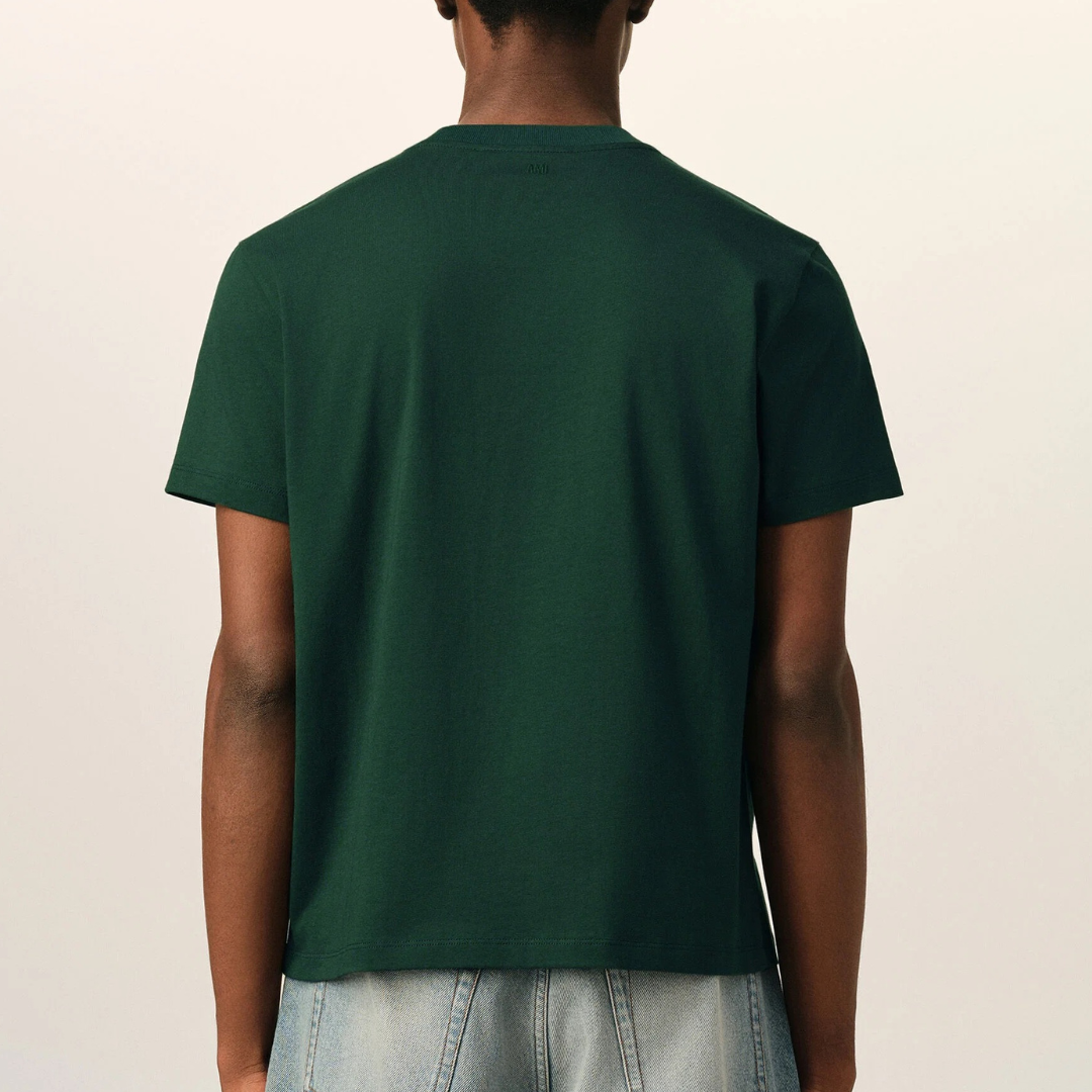 AMI Paris Contrast ADC T-Shirt in Bottle Green