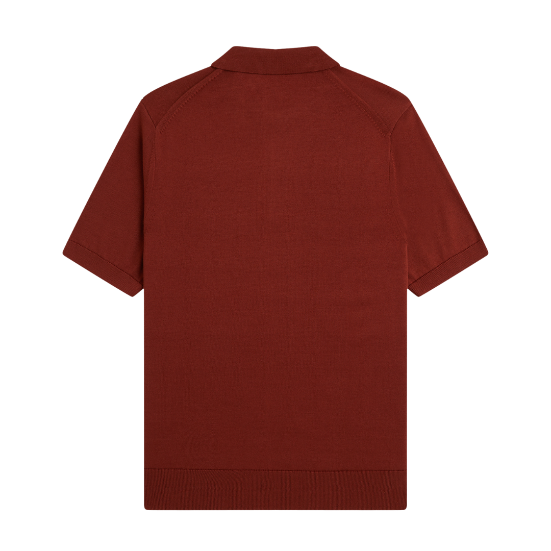 Fred Perry Cotton Knitted Polo Shirt in Brandy