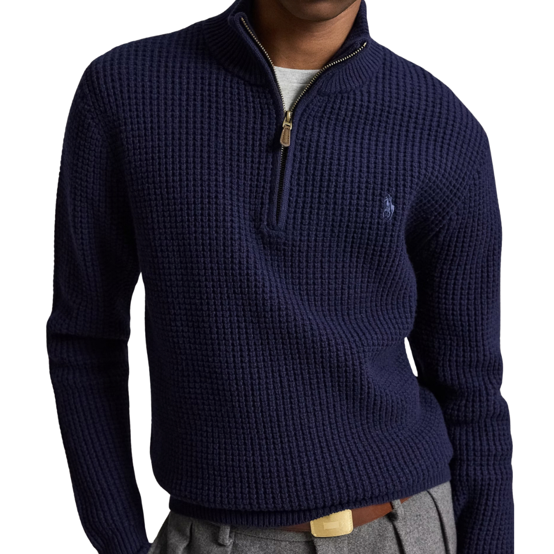 Ralph Lauren Quarter Zip Jumper in Hunter Navy