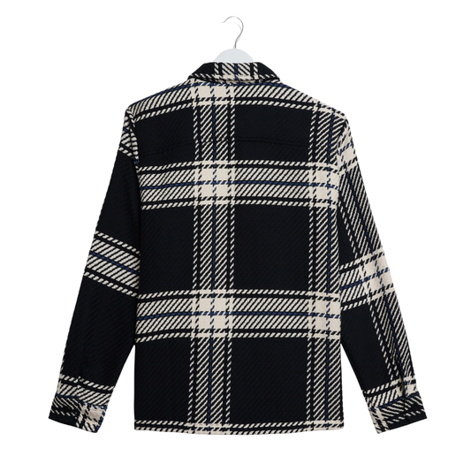 Wax London Whiting Overshirt in Black & Ecru