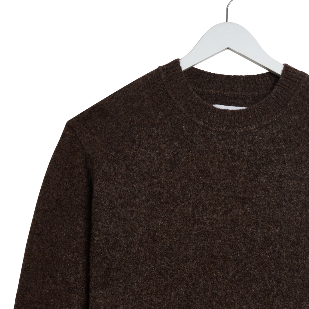 Wax London Wilde Crew Knitted Jumper in Chocolate Brown