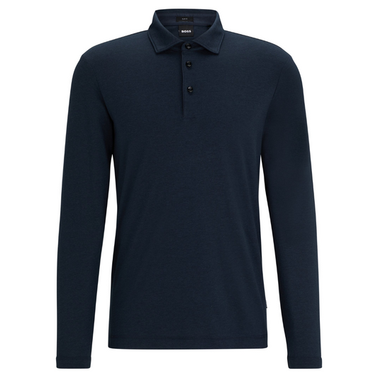 Boss Pleins 24 LS Polo in Dark Blue