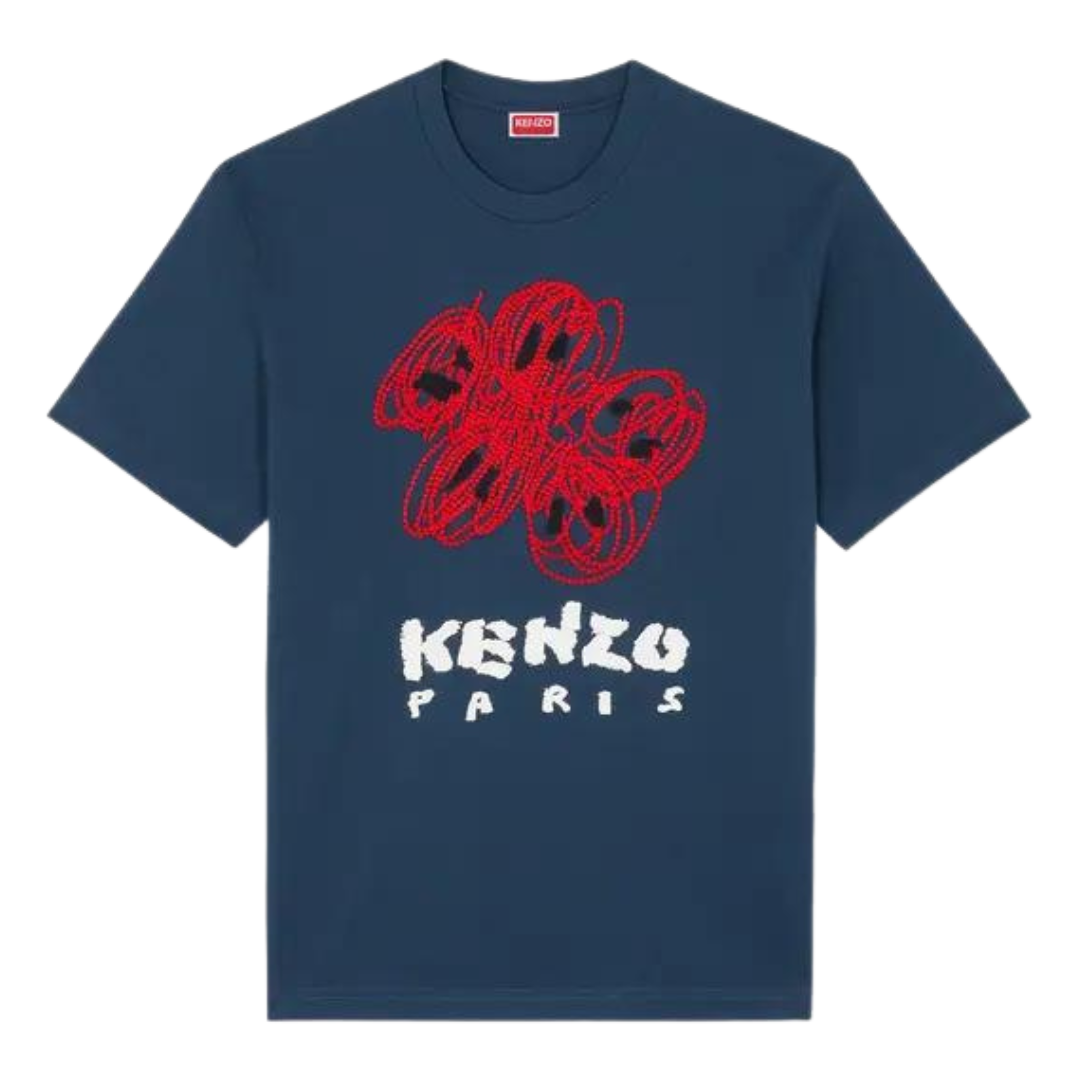 Kenzo Drawn Varsirty Tee in Midnight