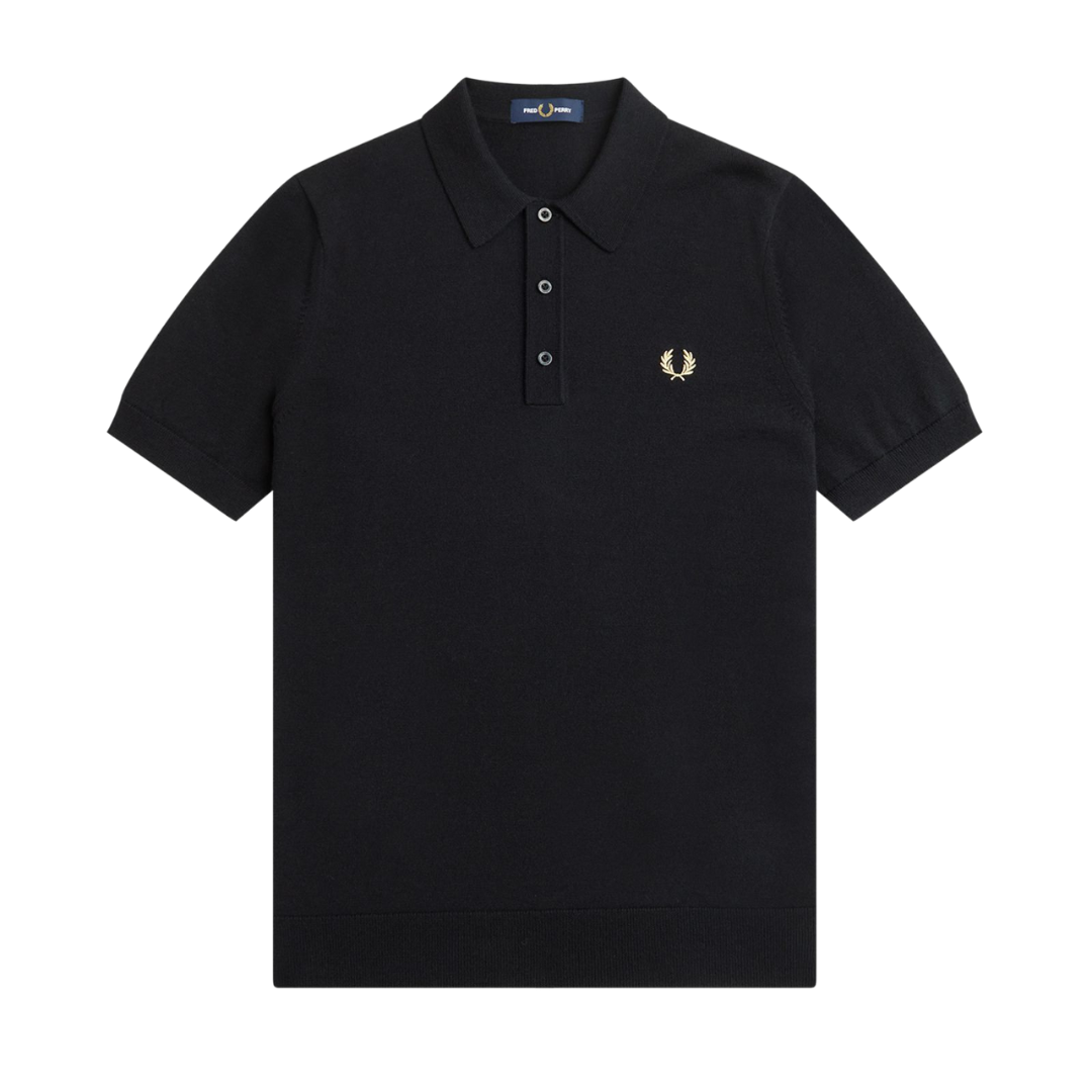 Fred Perry Classic Knitted Shirt in Black