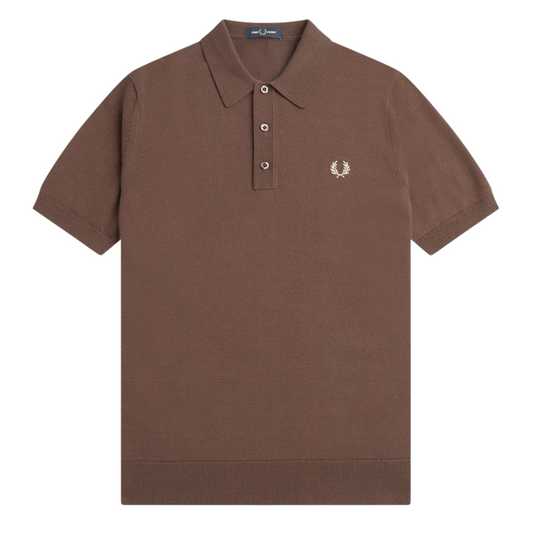 Fred Perry Classic Knitted Shirt in Brick Red