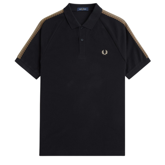 Fred Perry Honeycomb Tape Polo in Black