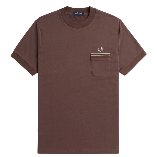 Fred Perry Jersey Pocket Tee in Brick Red