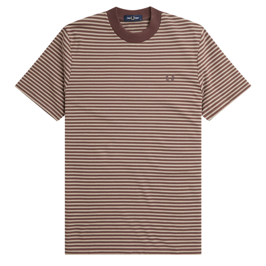 Fred Perry Fine Striped Tee in Brick Red