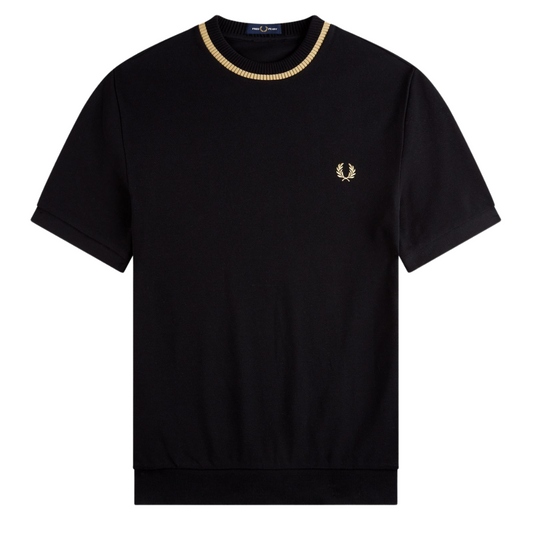 Fred Perry Crew Neck Pique T-Shirt in Black