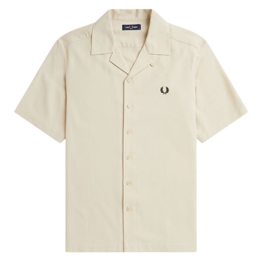 Fred Perry Pique Texture Collar Shirt in Oatmeal