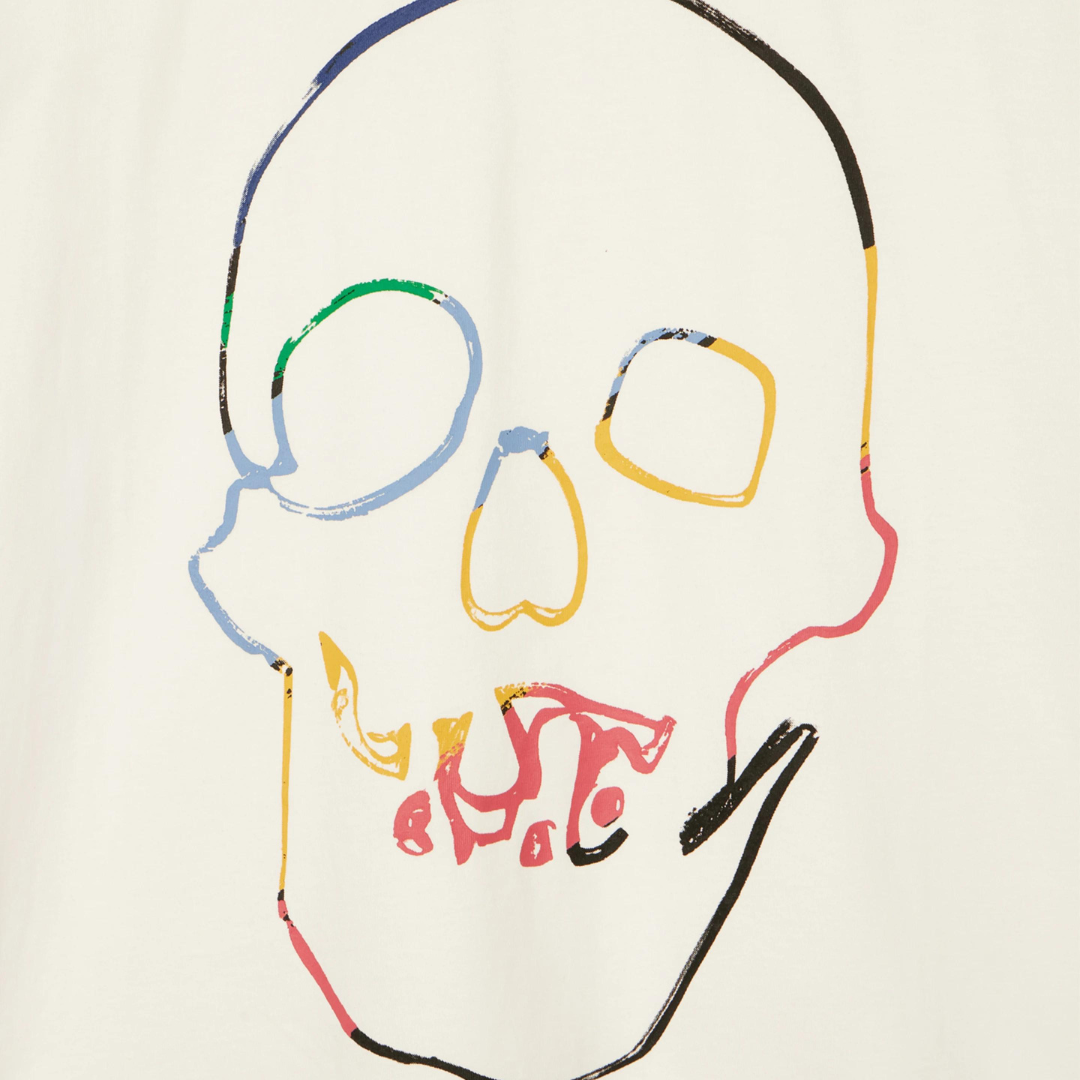 Paul Smith Linear Skull Tee in Off White