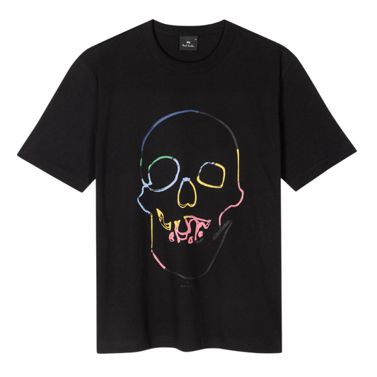 Paul Smith Linear Skull Tee in Black