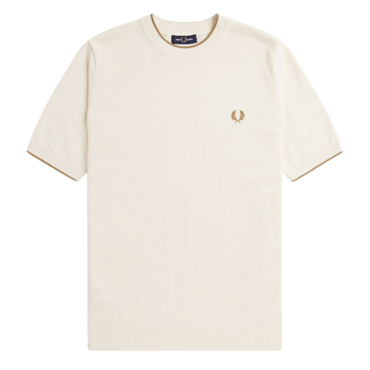 Fred Perry Texture Front T-Shirt in Cream