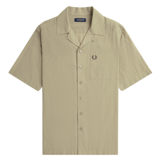 Fred Perry Revere Collar Shirt in Warm Grey