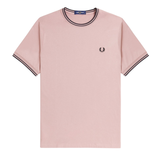 Fred Perry Twin Tip T-Shirt in Dusty Rose Pink