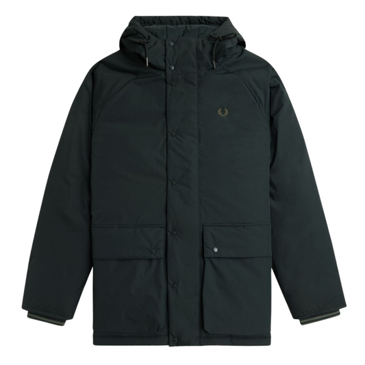 Fred Perry Padded Zip Through Jacket in Night Green