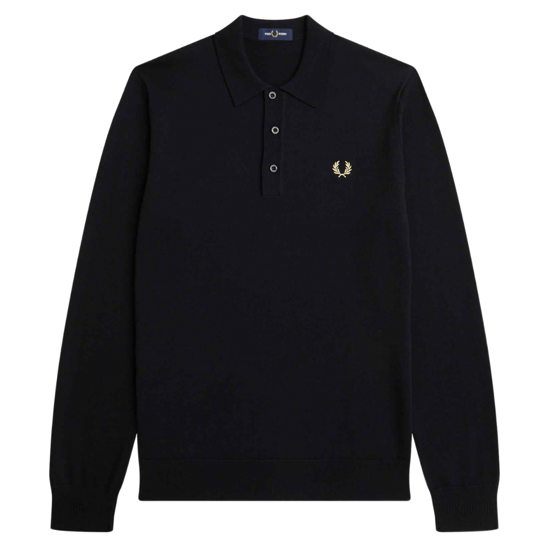 Fred Perry Classic Knitted Shirt LS in Black