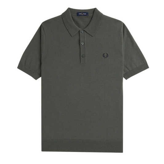 Fred Perry Classic Knitted Shirt in Field Green