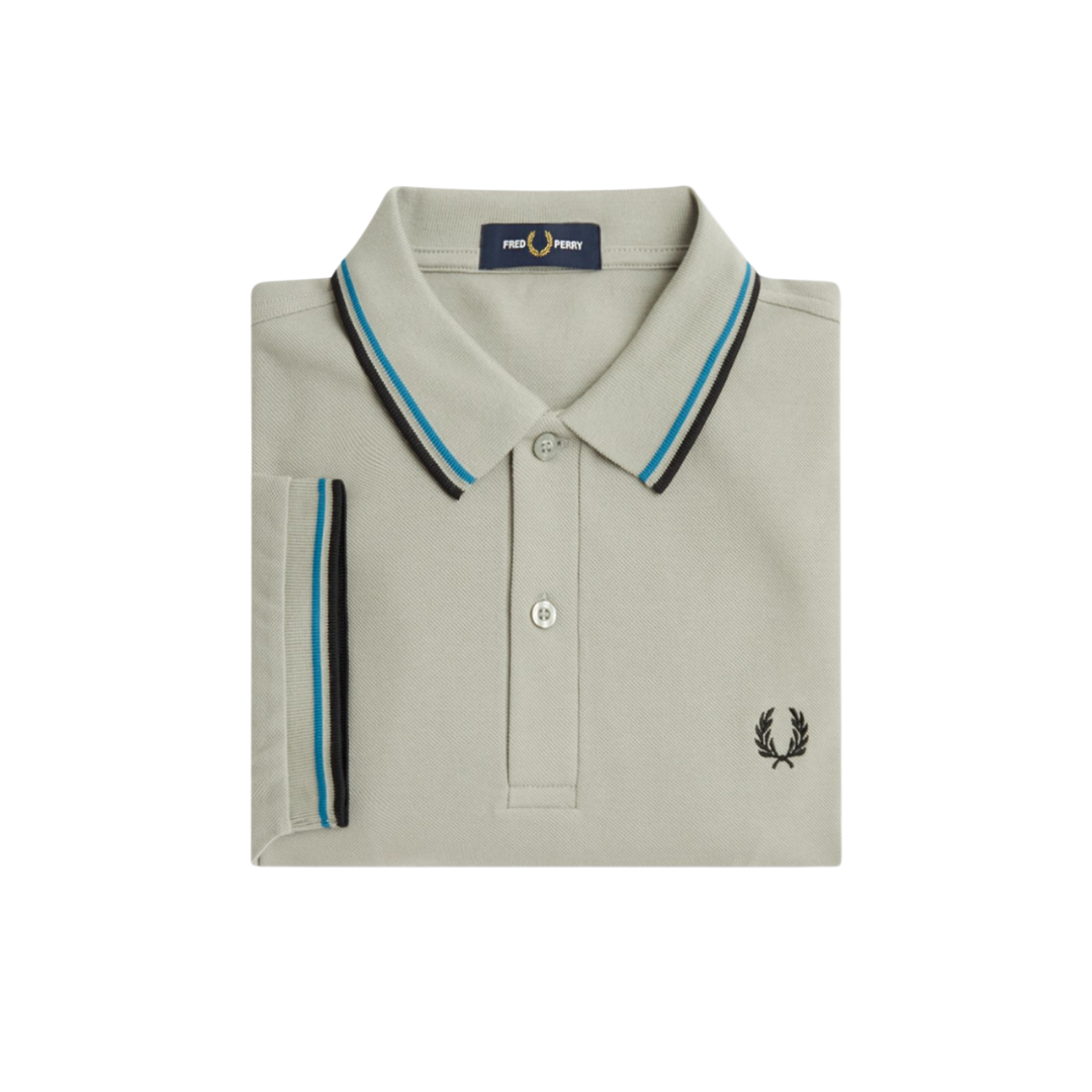 Fred Perry Twin Tip Polo in Limestone Grey