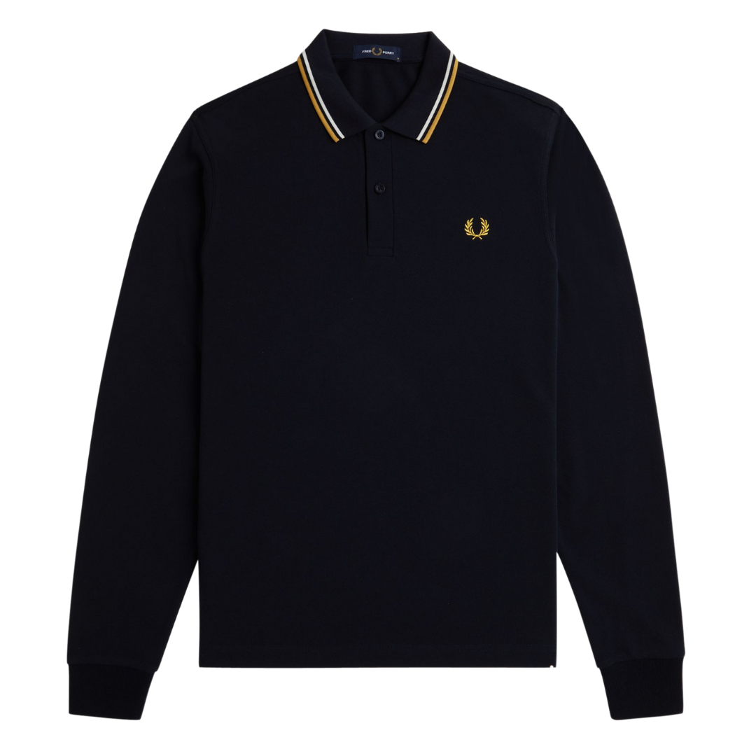 Fred Perry LS Twin Tip Polo in Navy