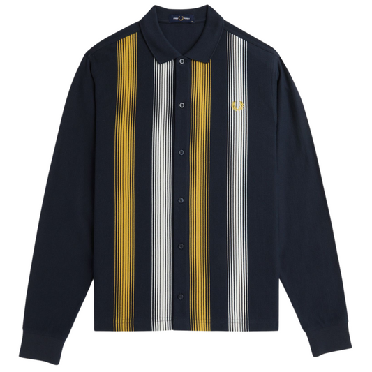 Fred Perry Ombre Stripe LS Polo in Navy