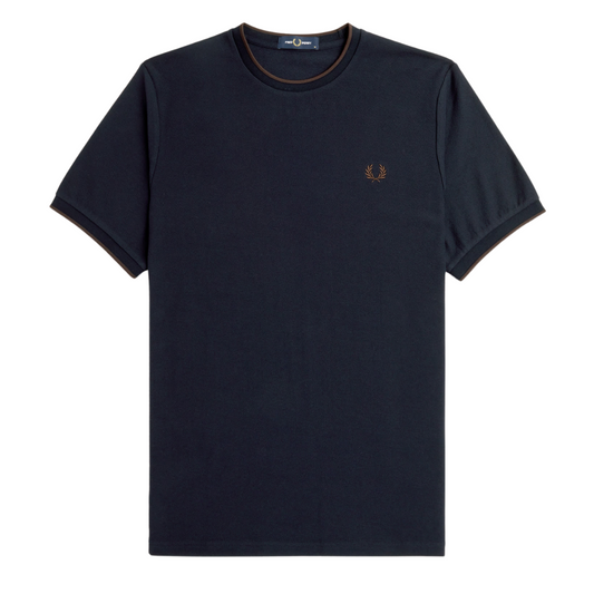 Fred Perry Crepe Pique Tee in Navy