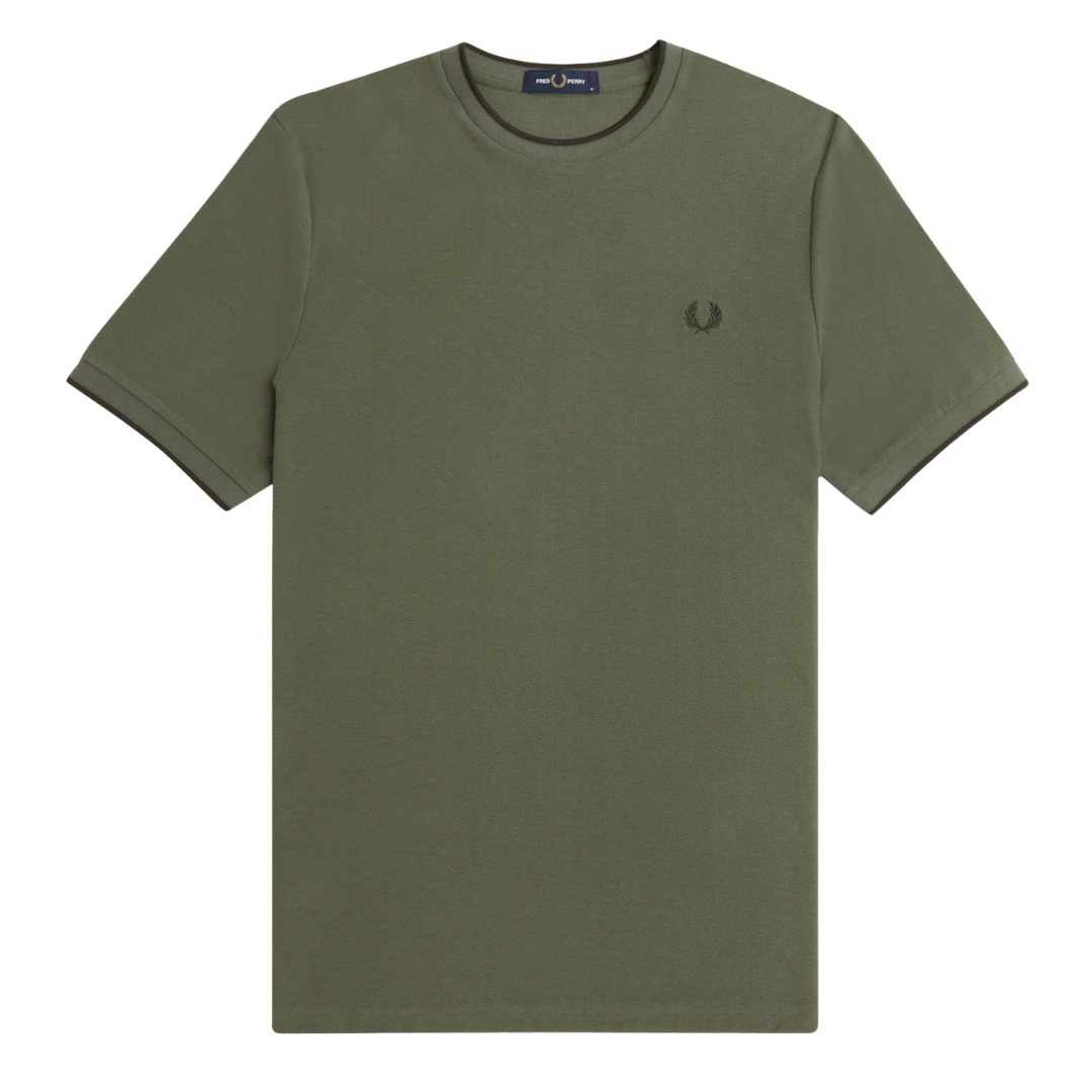 Fred Perry Crepe Pique Tee in Laurel Wreath Green