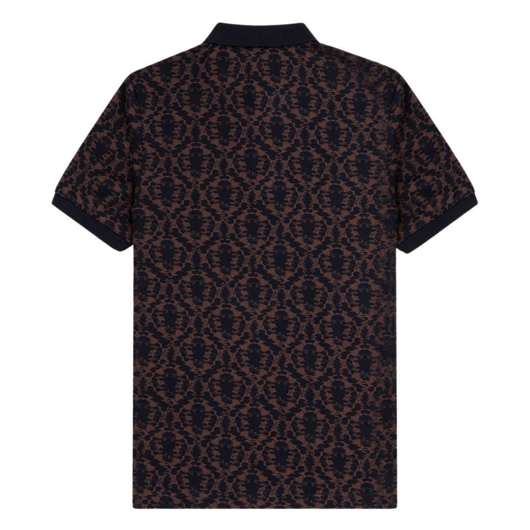 Fred Perry Ink Blot Print Polo in Brick Red and Navy