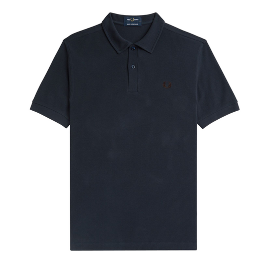 Fred Perry Open Waffle Polo in Navy