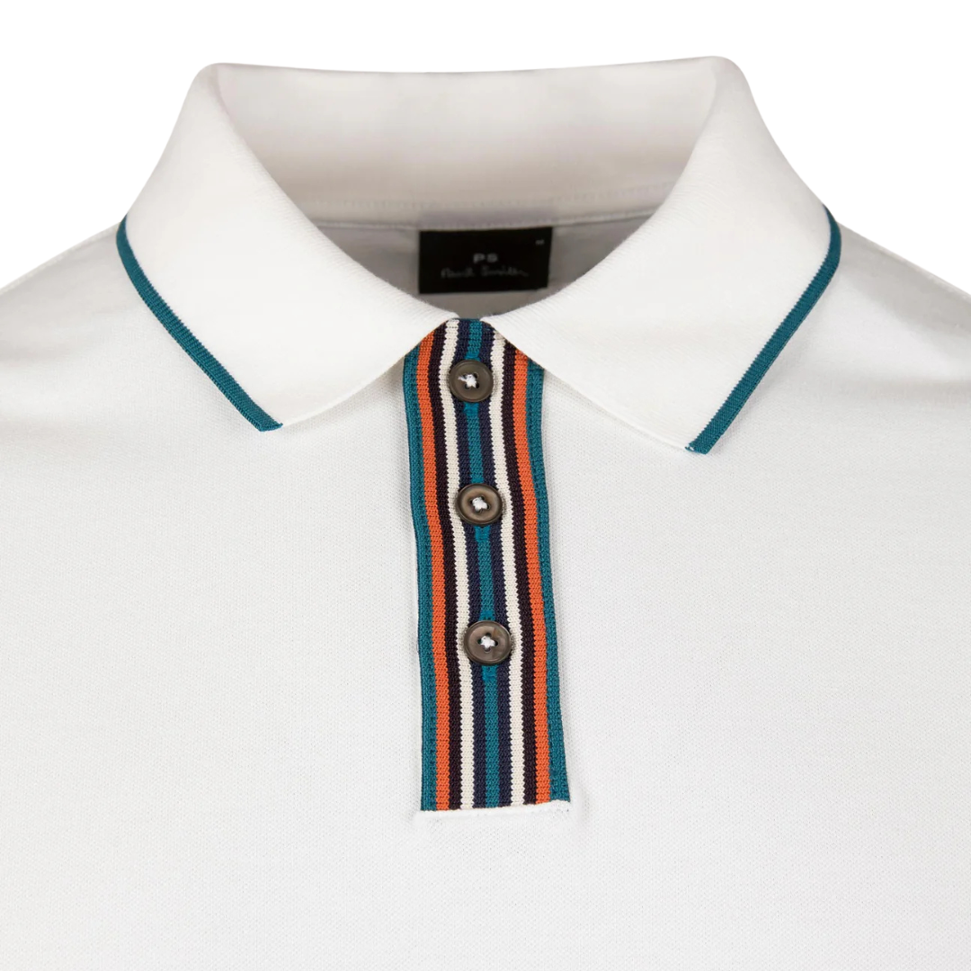 Paul Smith Striped Polo in White