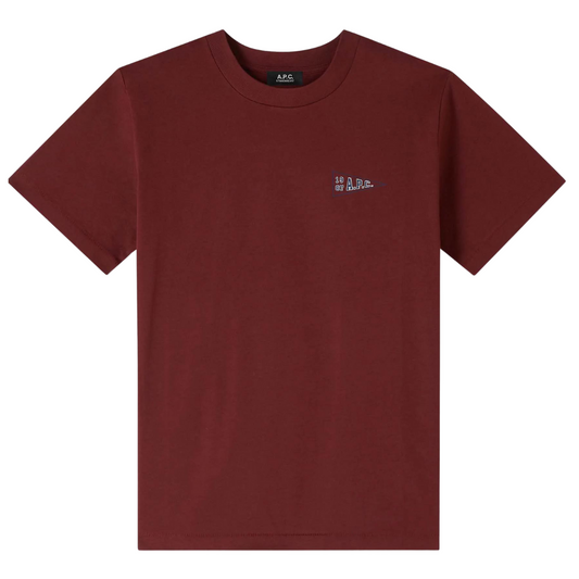 A.P.C University Tee in Burgundy