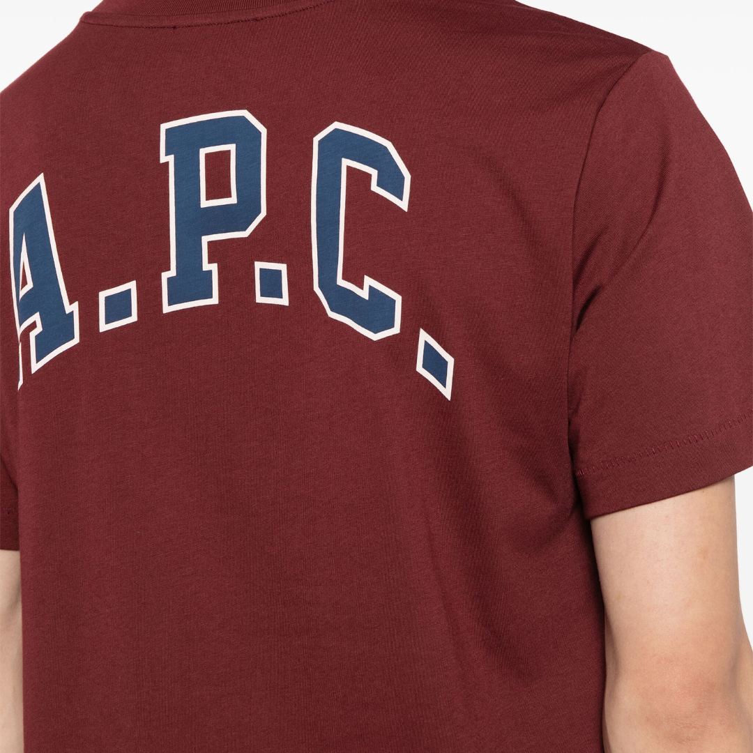 A.P.C University Tee in Burgundy