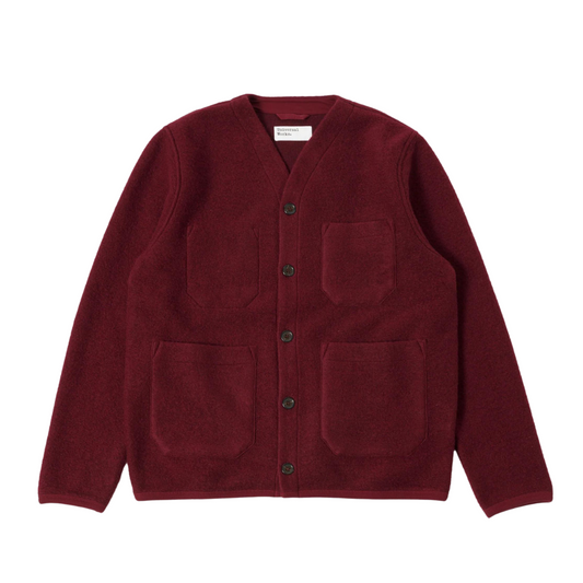 Universal Works Cardigan in Deep Red