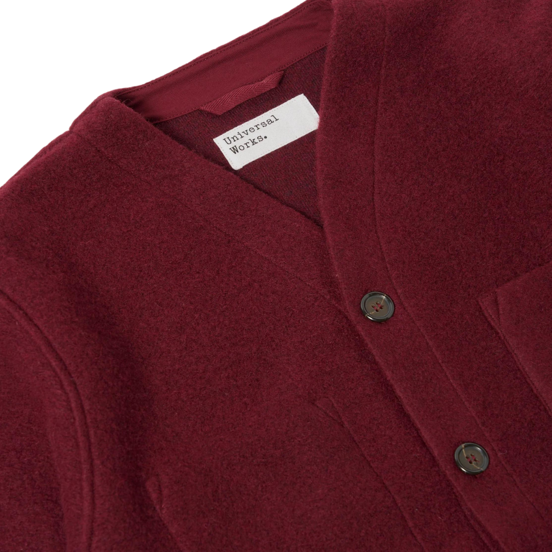 Universal Works Cardigan in Deep Red