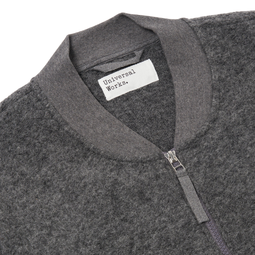 Universal Works Zip Bomber in Grey Marl