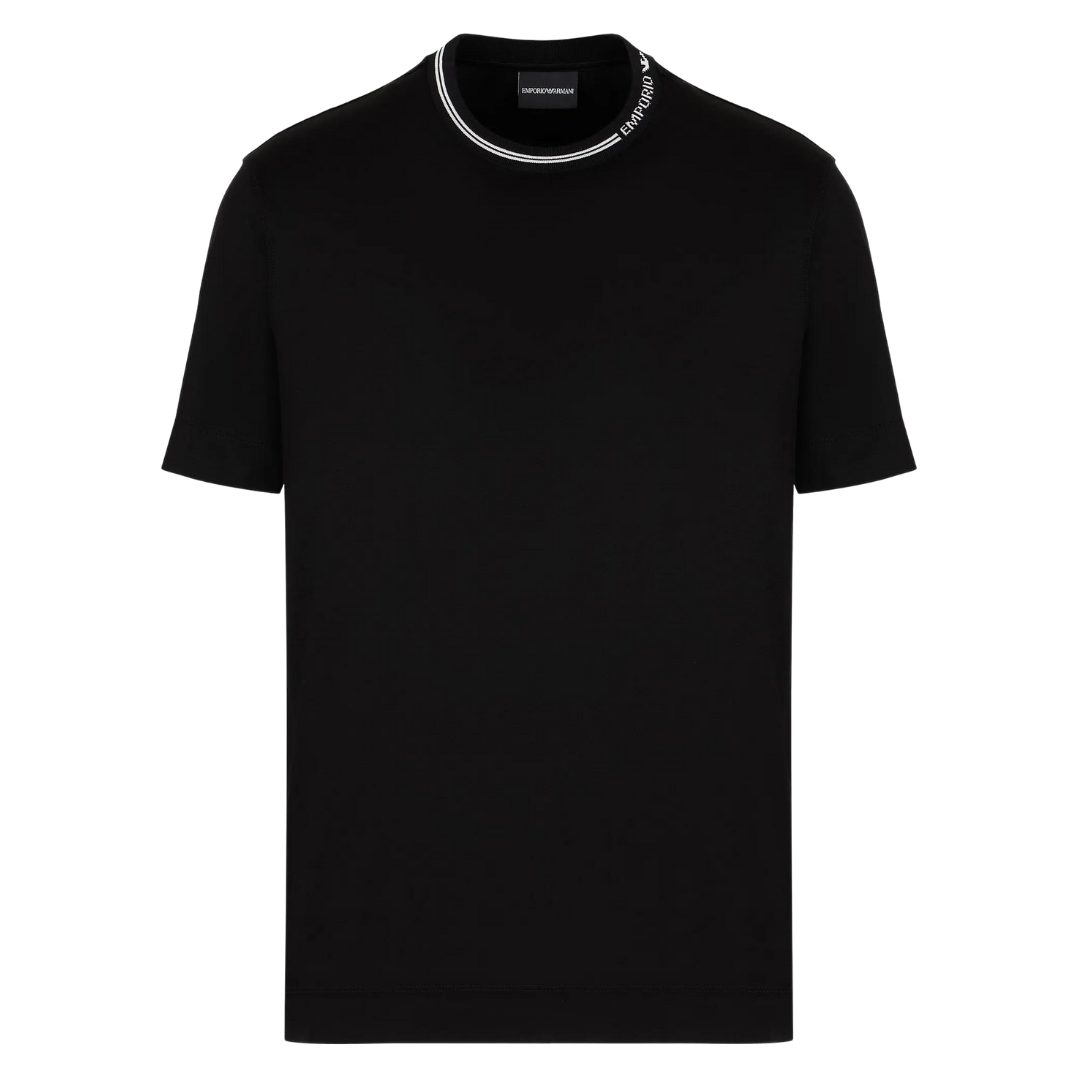 Emporio Armani Pinstripe Tee in Black