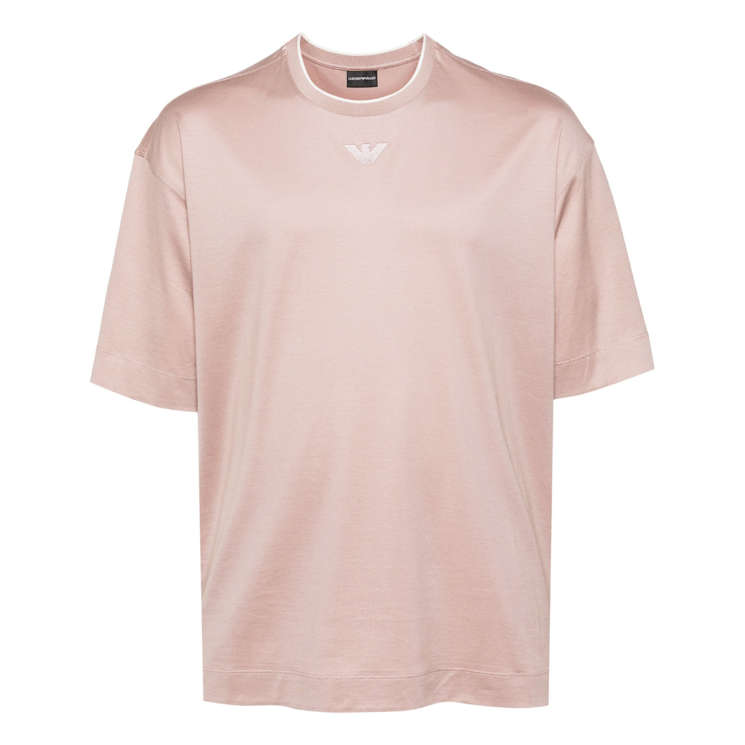 Emporio Armani Centre Logo Tee in Dusty Pink