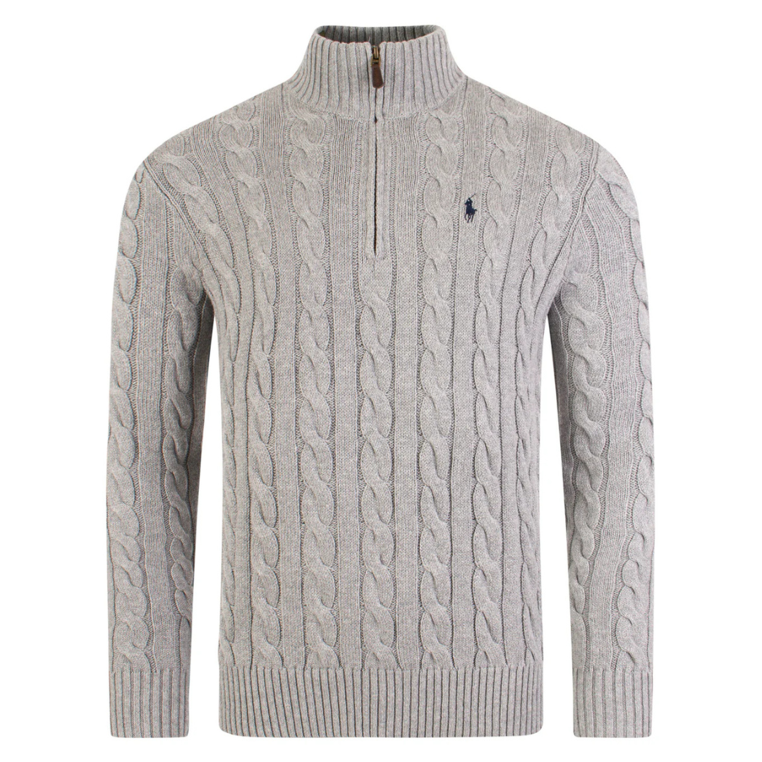 Ralph Lauren Driver Half Zip in Fawn Grey Heather