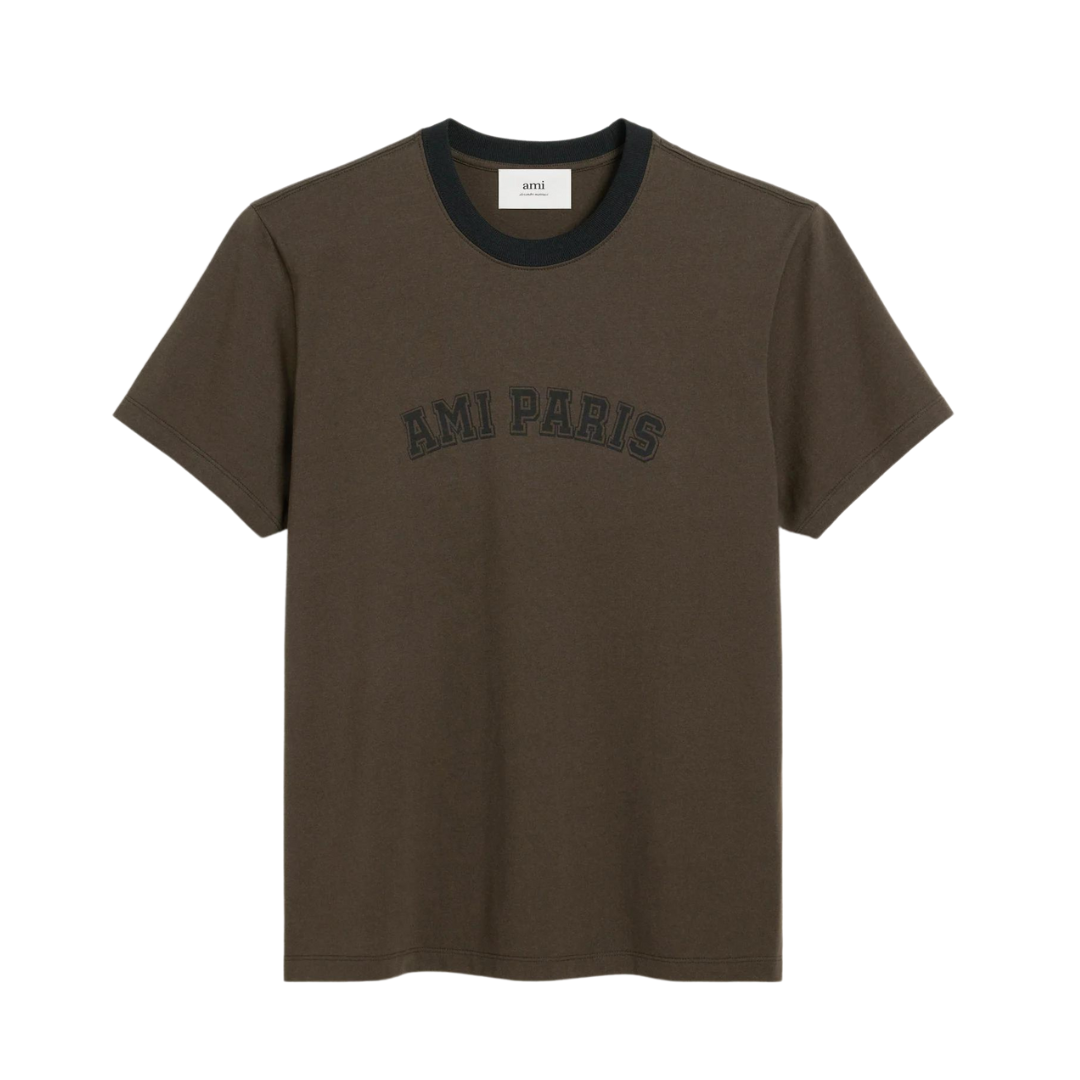 AMI TS Paris Tee in Dark Coffee