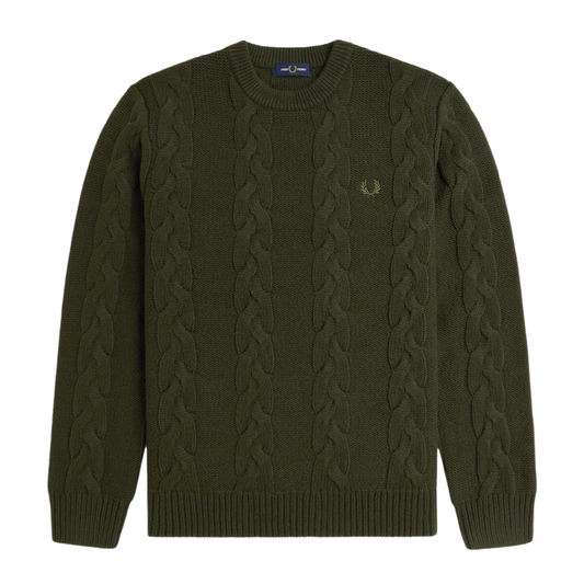 Fred Perry Chunky Cable Knit in Hunting Green