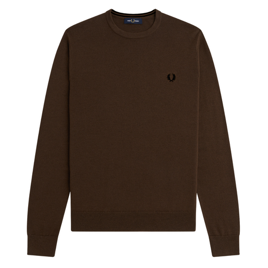 Fred Perry Classic Crew Jumper in Burnt Tobacco