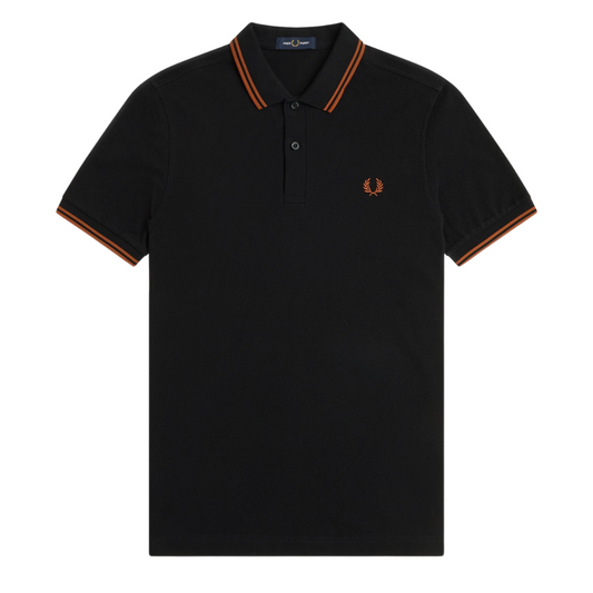 Fred Perry Twin Tipped Polo in Black/Marmalade