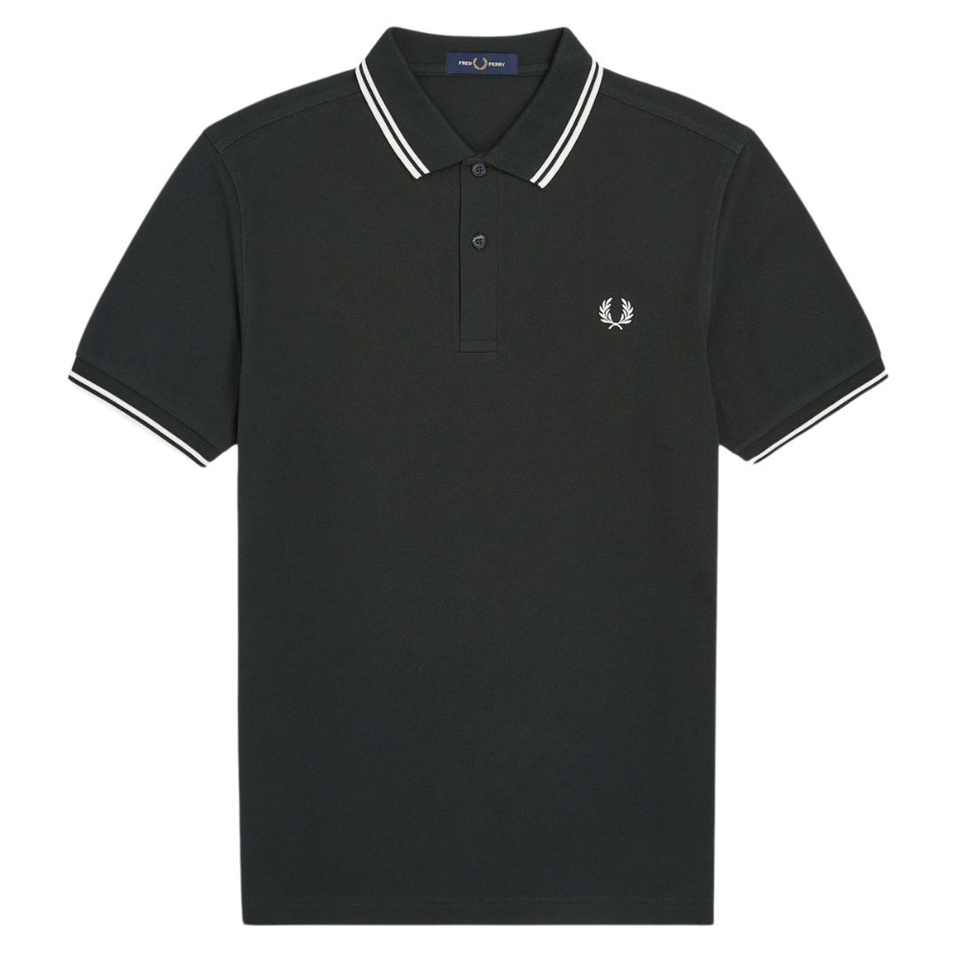 Fred Perry Twin Tip Polo in Night Green