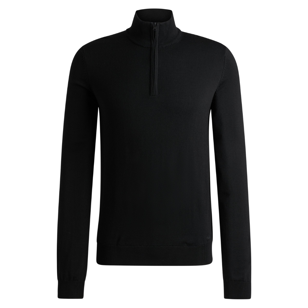 HUGO San Quirin Quarter Zip in Black