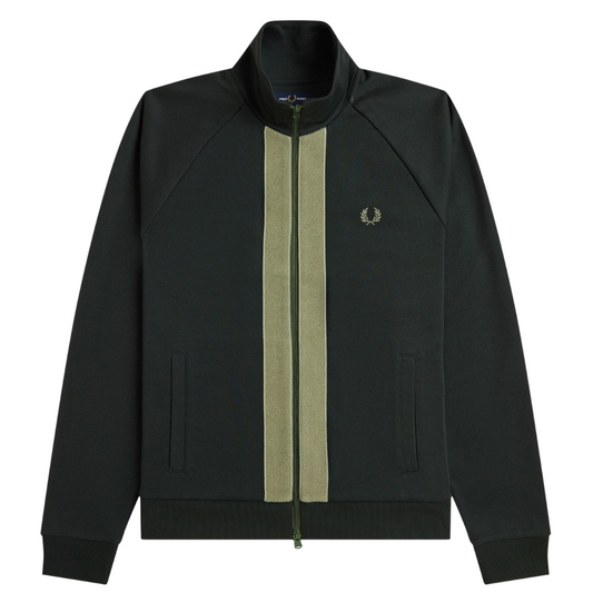 Fred Perry Chenille Tape Track Top in Night Green