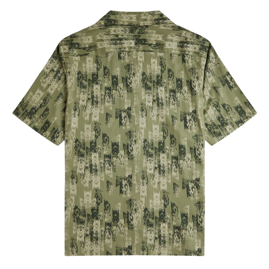 Fred Perry Abstract Print Shirt in Olive MInt