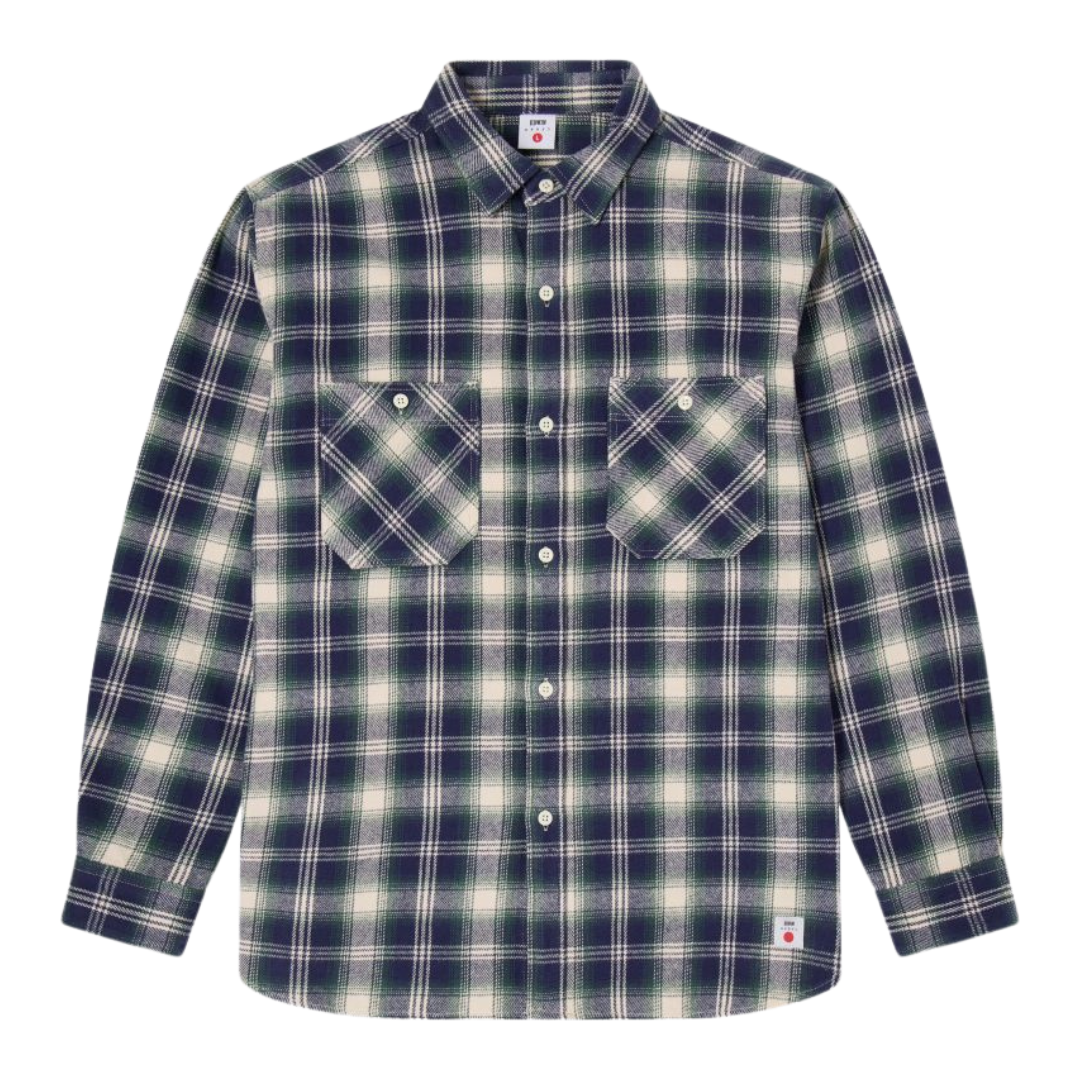 Edwin Check Work Shirt in Navy