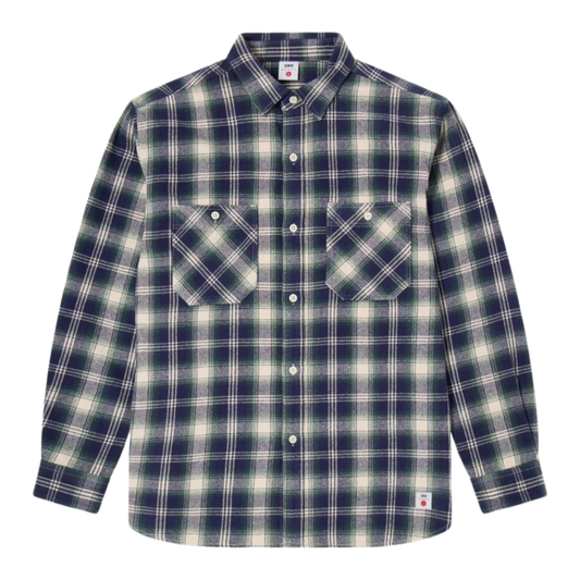 Edwin Check Work Shirt in Navy