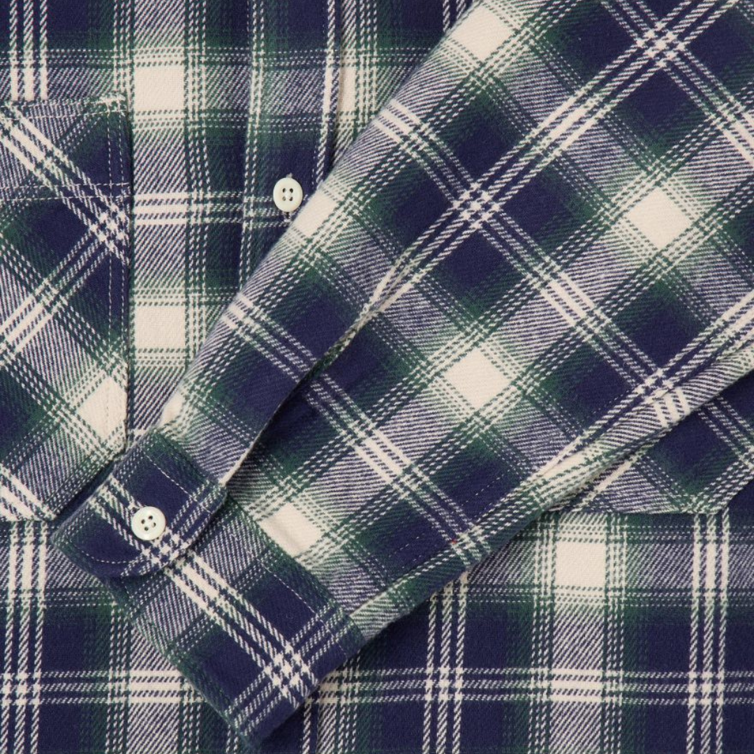 Edwin Check Work Shirt in Navy