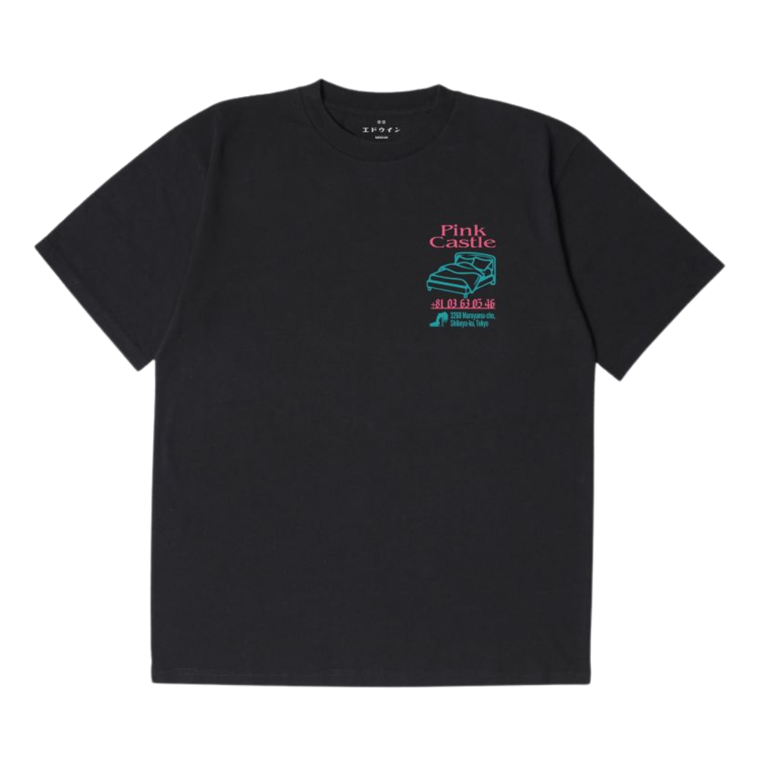 Edwin Pink Castle Tee in Black